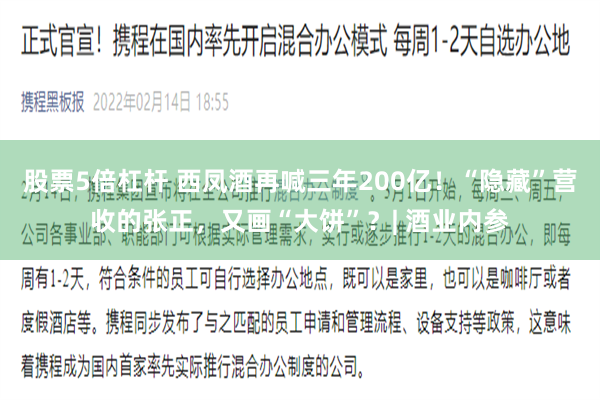 股票5倍杠杆 西凤酒再喊三年200亿！“隐藏”营收的张正，又画“大饼”？| 酒业内参