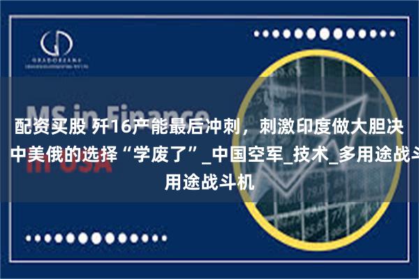 配资买股 歼16产能最后冲刺，刺激印度做大胆决定，中美俄的选择“学废了”_中国空军_技术_多用途战斗机